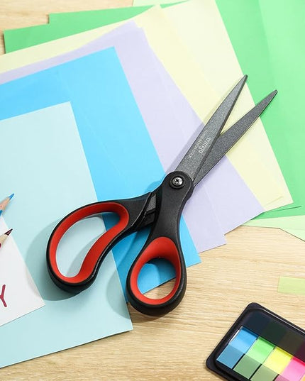 LIVINGO 3 Pack Titanium Scissors All Purpose - Non Stick Stainless Steel Sharp Scissors Set Heavy Duty for Office School Sewing Crafting Cutting Fabric Paper, Comfortable Grip, 5”, 7” & 8”