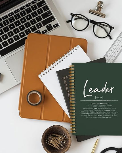 OXW Leadership Gifts Notebook Journal, Leader Gifts for Women Men, Office Notebook for Work, Thank You Gifts for Leader Mentor Boss Supervisor, Dark Green Spiral Notebook 5.5 x 8.3