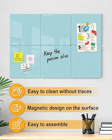 Comix Magnetic Dry Erase Board, 6 Pack, 11.8 x 11.8 Inches, Modular Whiteboard for Fridge, Office and Home, Small White Board Dry Erase Set for Kids, Students, Kitchen Organizer and Planner, Green