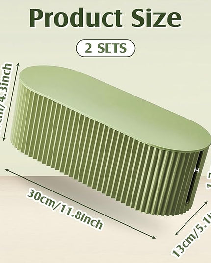 Marsui 2 Pcs Green Cable Management Organizer Box for Hiding Wires, Home Office Desk Floor Cord Organizer, 11.8 x 5.1 x 4.3 Inch Cord Strip Protect Holder Wire Storage