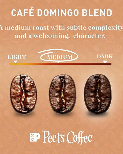 Peet’s Café Domingo Coffee Pods – 48 Count (3 Packs of 16) – Medium Roast with Smooth, Balanced Flavor and Aromatic Finish – Compatible with Pelecom Coffee Machines – Peet’s Coffee Pods & Capsules