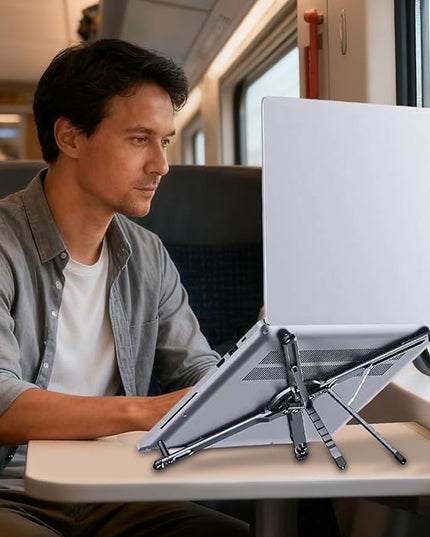 Tablet Stand - 18.15x5.8x2.1cm Magnetic Aluminum Holder | Laptop and Tablet Support, Adjustable Phone Tripod, Travel Office Desk Home Outdoor Indoor, Portable Gadget Stand, Lightweight Durable Holder