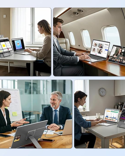 domyfan 16.1'' Laptop Screen Extender, 360° Rotating Detachable Stand/VESA Support, FHD 1200P IPS Portable Monitor, Plug & Play with HDMI/USB-A/Type-C, Compatible Win/Mac/Android