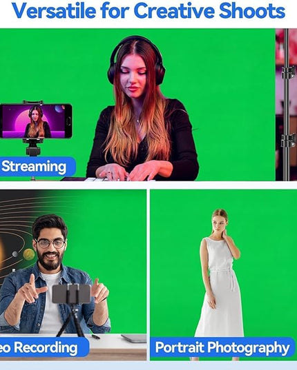 EMART 8.5 x 10ft Green Screen Backdrop Kit with Tripod Stand, Photography Background Support System with 10 x12ft 100% Cotton Muslin Chromakey Backdrop for Photo Studio, Video Shooting, Live Streaming
