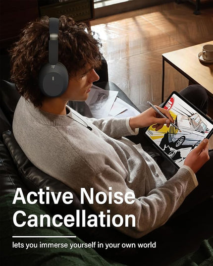 Wentronic Y05 Bluetooth Headphones Wireless Over Ear Noise Cancelling with Microphone 48 Hours Playtime, High Sound Quality Foldable Soft Earpads Headphones for Travel-Space Grey