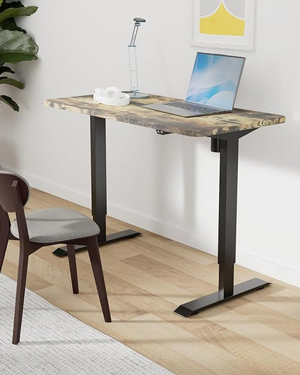 FLEXISPOT EN1 One-Piece Electric Height Adjustable Standing Desk, 48 x 24 Inches Electric Sit Stand Desk Home Office Desks (Black Frame + Rustic Top, 2 Packages)