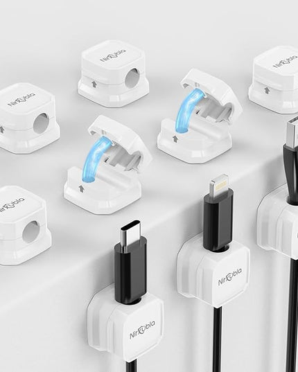 [9 Pack] Magnetic Cable Clips,Easy to Adjust Cables or Wires,Enhanced Adhesive Wire Holder Keeper Organizer,Desk Cable Management, NIRXUBLA Cable clips for office,car,kitchen,workspace,Bedroom (White)