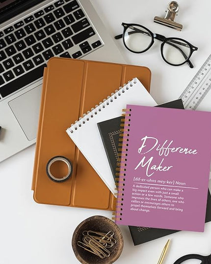 OXW Purple Notebooks for Work, Difference Maker Gift Meeting Notebook Journal for Writing, Employee Appreciation Gifts, Thank You Gifts for Women Men Leader Mentor Boss Manager, 5.5"x8.3"