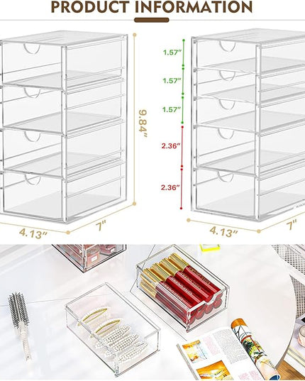 Acrylic Desk Organizers And Accessories With 13 Drawers, Office Desktop Drawers, Plastic Makeup Organizer Containers Bins With Drawers Desk Organization, Bathroom Organizers Storage Case Box Cube