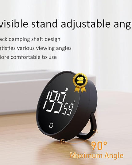 Digital Kitchen Timer, Rechargeable Magnetic Visual Timer with Large LED Display, Adjustable Volume for Classroom, Cooking, Fitness, Baking, Kids Learning & Teaching (1, White)