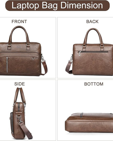 Brown Leather Laptop Bag for Men Stylish Mens Messenger Bag Durable Work Bag Practical Shoulder Bag Spacious Computer Briefcase