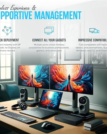 WD22TB4 Dell Thunderbolt 4 Dock 40Gbps USB-C/USB A - Dell Docking Station Dual Monitor with 180W, HDMI & DisplayPort Cable - Supports 4K Displays & Upto 3 Monitors (Renewed)