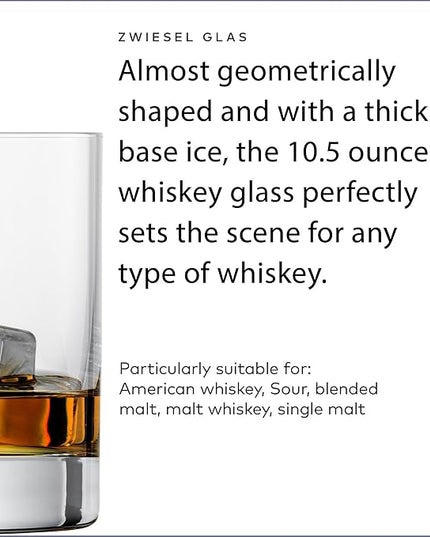 ZWIESEL GLAS Paris Whiskey Glass 10.5 Ounce (Set of 6), Tumbler for Whiskey, Dishwasher-Safe Tritan Crystal Glasses, Made in Germany
