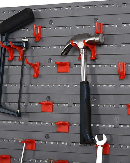 DURHAND 54 Piece Pegboard and Shelf Tool Organizer Wall Mounted DIY Garage Storage with 50 Hooks