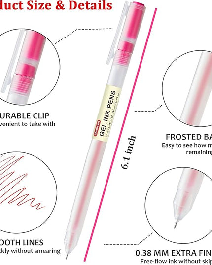 Shuttle Art Gel Ink Ball Point Pens, 15 Colors Japanese Style Pens, 0.38mm Extra-Fine Ballpoint Pens for Home, School and Office