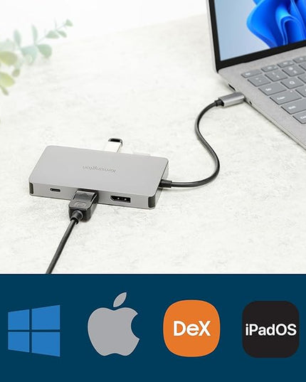 Kensington UH1450P Dual 4K Monitor USB Type C Hub, Laptop Docking Stations with Dual 1.4++ DisplayPort Ports, 85W Charging for Thunderbolt 3/4 and USB-C Devices, 2X USB-A, 1 USB Type C Port (K36900WW)