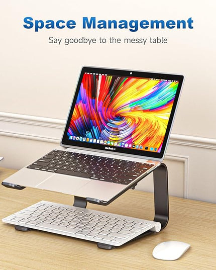 suptek Aluminum Laptop Stand,Ergonomic Detachable Computer Laptop Stand for Desk,Ventilated Cooling Design,Notebook Riser Compatible with MacBook Air/Pro, Dell, HP, Lenovo More 10-16" Laptops, Black