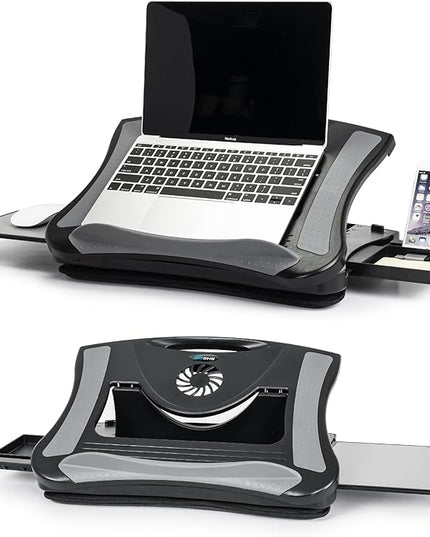 EHO Portable Lap Desk with Cushion, Detachable Mouse Pad Tray and Phone Holder, Adjustable Laptop Stand with 5 Angles, for Home, Office, Sofa, Bed