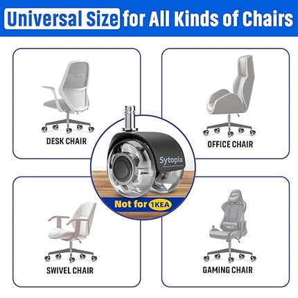 Office Chair Wheels 2" Desk Chair Caster Wheels Smooth Roller Style Quiet for Carpet and Hardwood Floors Universal Fit 11x22 mm Set of 5 Grey