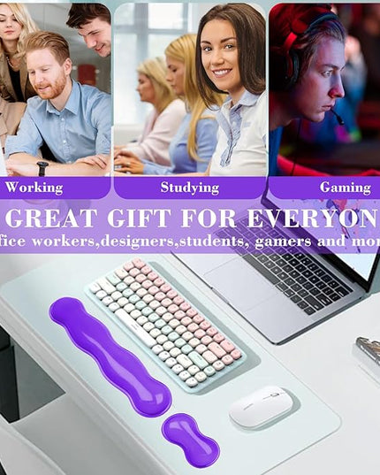 Gel Wrist Rest for Keyboard and Mouse, Wrist Rest for Keyboard, Mouse Wrist Support, Pain Relief, Cool Touch, Non-Skid, Keyboard and Mouse Wrist pad Set