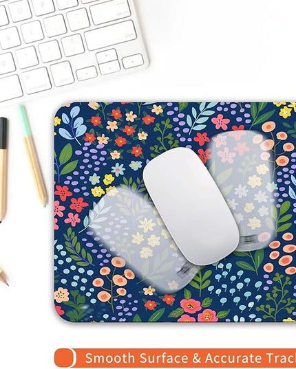 Square Mouse Pad Flowers,Personalized Premium-Textured Custom Mouse Mat Design,Washable Mousepad Lycra Cloth,Non-Slip Rubber Base Computer Mouse Pads for Wireless Mouse