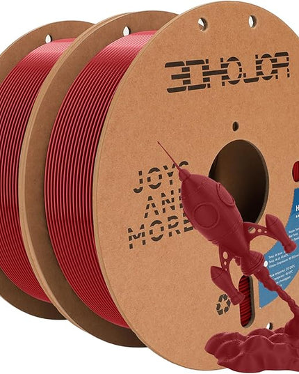 3D Printer Filament Basic PLA Filament Bundle Cardboard Spool 1kg*2,Dimensional Accuracy +/- 0.03 mm Fit Most 3D FDM Printer-Fire Engine Red