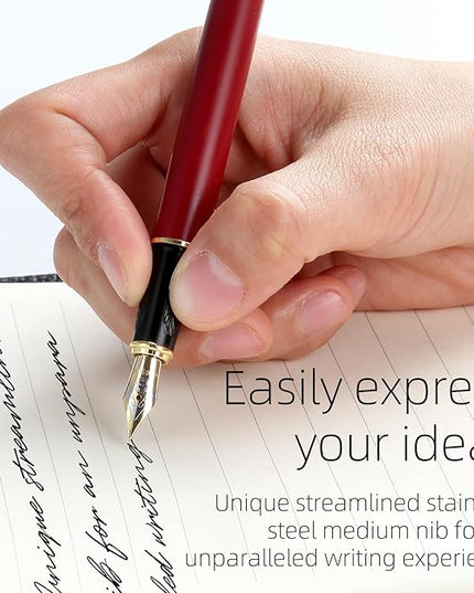 Zalantan Fountain pen, luxury pen, Nice pen gift, pure copper heavy feel Office Executive Pen Smooth Writing Pens for Men Funcy Pens with Gift Case 10 black ink cartridges (Black)