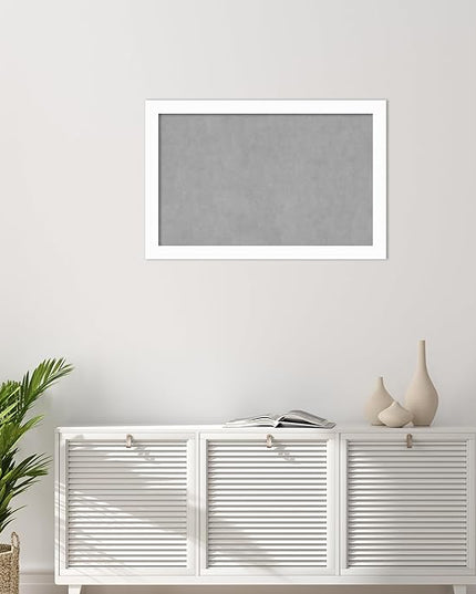 Amanti Art White Framed Magnetic Board 23x35 Large Vision Board for use with Magnets, 100% Metal Sheet to Display Items as Office Decor or for Home Organization in mudroom, Kitchen or Kids Room