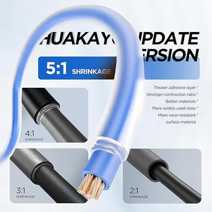 5:1 Heat Shrink Tubing Kit 500 PCS, Industry-Leading 5:1 Ratio Adhesive Lined, Marine Grade Dual Wall, Waterproof Electrical Wire Wrap Assortment – Industrial & Automotive Heat Shrink Tube Kit