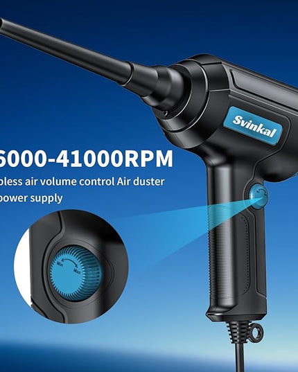 Compressed air Duster Electric 500W, Canned air Replacement, 40000RPM Air Blower, Stepless Speed, an AC dust Blower with 6ounces of Blowing Power for Computer Keyboards etc Electronic Duster