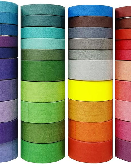 Bomichi 40 Rolls Colored Washi Tape, Aesthetic Colored Decorative Cute Scrapbook Tape for Scrapbooking Supplies Journaling Craft Junk Journal