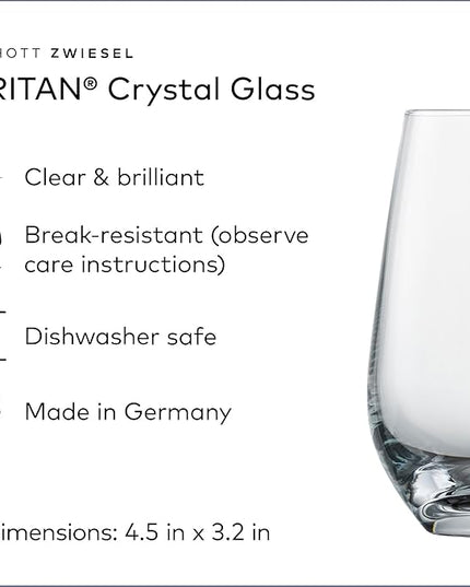 Schott Zwiesel Forté All Purpose Glass 13 Ounce (Set of 6), Drinking Glasses for Water, Dishwasher-Safe Tritan Crystal Glasses, Made in Germany