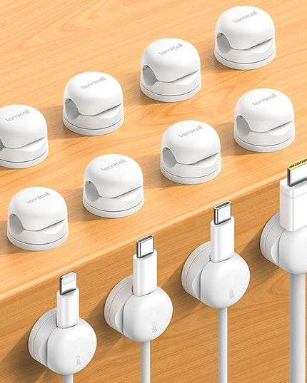 Lamicall 12Pack Rotatable Cord Organizer, Office Desk Nightstand Accessories - Cable Clips Management, Birthday Gifts for Teens Friends, Desk Phone Charger Holder Gadget, Home Workspace Organizer