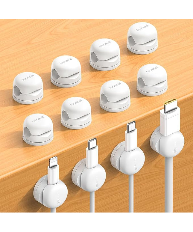 Lamicall 12Pack Rotatable Cord Organizer, Office Desk Nightstand Accessories - Cable Clips Management, Birthday Gifts for Teens Friends, Desk Phone Charger Holder Gadget, Home Workspace Organizer