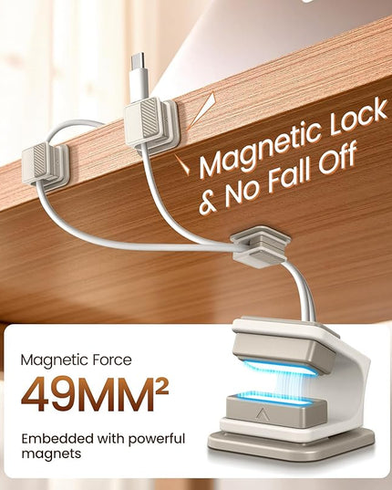 6 Pack Magnetic Cable Clips, Glow in The Dark Cable Holders, GolbinBox Cord Organizer with Shockproof Silicone, Fits up to 8mm Adhesive Cord Clips for Desk, Wall, Nightstand, Car, Home, Office, Stone