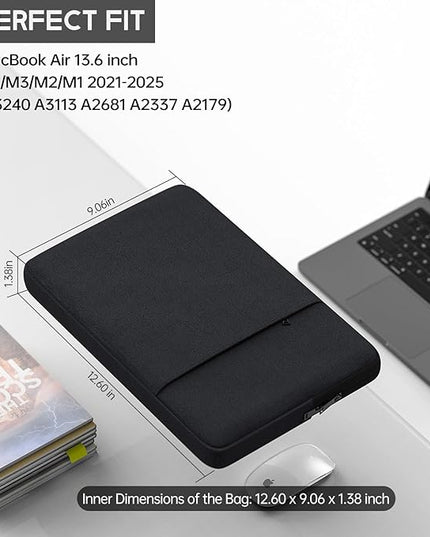 13 inch 360° Protective Laptop Sleeve Case for 2025 MacBook Air 13.6 inch M4/M3/M2/M1 A3240 A3113 A2681 A2337, Shockproof Water-Resistant Laptop Bag Cover w/Accessory Pocket
