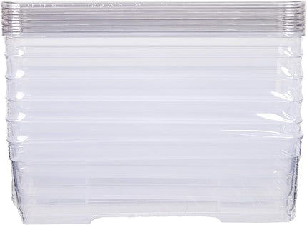 Best Kept 6 Bin Pack, Long Home Organizer Storage Boxes with Lids, Translucent Clear