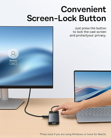 Baseus Docking Station Dual Monitor,10Gbps 10 in 1 Docking Station with 2 HDMI Single 4K@120Hz, Dual 4K@ 60Hz,10Gbps USB C and USB A, Gigabit Ethernet, PD 100W, SD/TF for iPhone 15/Mac/Dell/HP/Lenovo