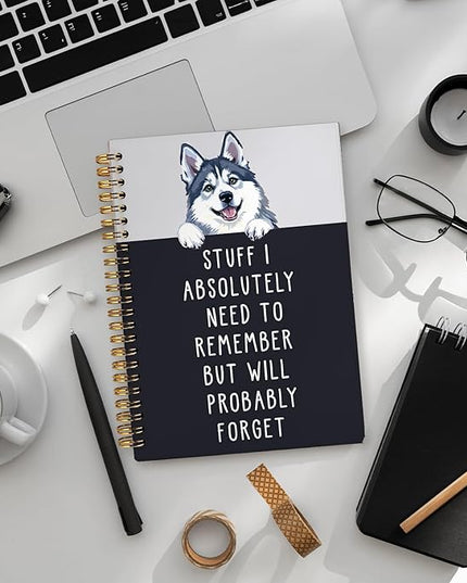LIANGW Funny Husky Notebook Journal Gifts for Women & Men, Gifts for Husky Lovers Notebooks, Funny Gifts for Coworkers, Hardcover Spiral Notebook 5.5x8.3 Inch