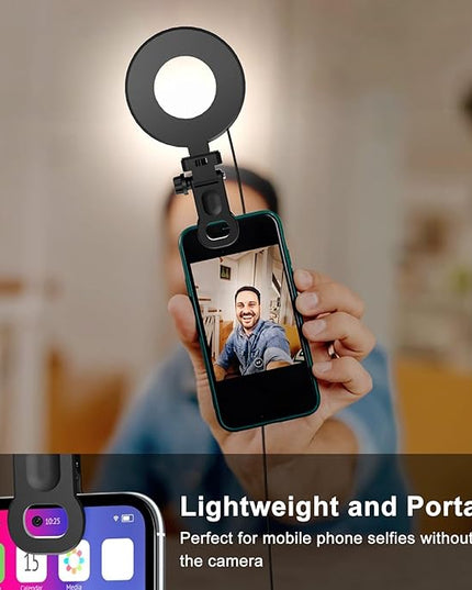 Ring Light with Tripod and Clamp, [3 Color, 5 Brightness & Timer] USB Plug Clip On Lights for Laptop Working Distance Learning Zoom Call Self Broadcasting Live Streaming Video Conference Lighting