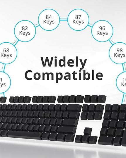 Cherry Profile Black Blank PBT Keycaps, 129 Key Custom Key caps, Minimalist Blank Keycap Set for Cherry MX Switches Mechanical Keyboard (Grey Black/Blank)
