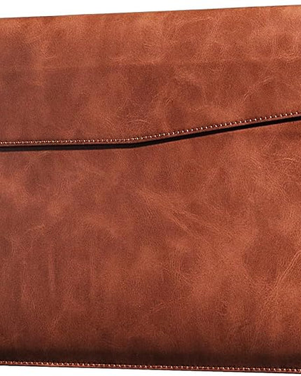 Leather Laptop Sleeve Compatible with MacBook Pro 16 Inch M4 M3 M2 M1 Pro/Max＆MacBook Air 15 Inch M4 M3 M2, Genuine Leather Protective Case Cover,Brown