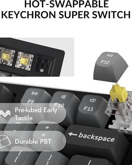 Keychron K10 Max Wireless Custom Mechanical Keyboard, QMK 2.4 GHz Bluetooth Full-Size with Hot-swappable Keychron Super Banana Switch Compatible with Mac Windows Linux (RGB Backlit)