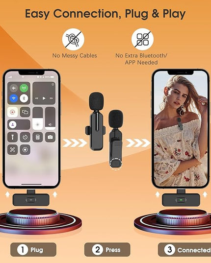 MAYBESTA Wireless Lavalier Microphone for iPhone, iPad, Android - Bluetooth Lapel Phone Mic for Video Recording - Mini Clip on Microphones for YouTube Podcast Interview