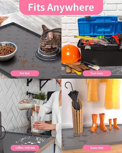 Sdpeia Under Sink Mat 19"×19" Waterproof Silicone Cabinet Liner & Sink Protector for Kitchen & Bathroom, Multi-Purpose Organizers Tray for Pets, Laundry, Cat Litter Mat,Gray
