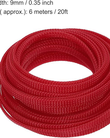 uxcell PET Expandable Sleeving 20ft 1/4" Red Cable Management Sleeve Cord Organizer for Wrap Protect Cable