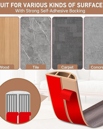 Floor Cord Cover Self Adhesive Cord Hider Floor Extension Cord Covers for Floor Power Cord Protector Cable Management Prevent Cable Trips Cable Cavity 0.47" W x 0.27" H (Brown Walnut Wood, 3.3Ft)