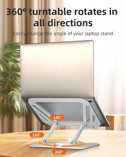 suptek Laptop Stand for Desk, Adjustable Computer Notebook Stand with 360° Rotating Base, Ergonomic Laptop Riser for Collaborative Work, Foldable & Portable Laptop Stand,fits for 11-17" Laptops,White