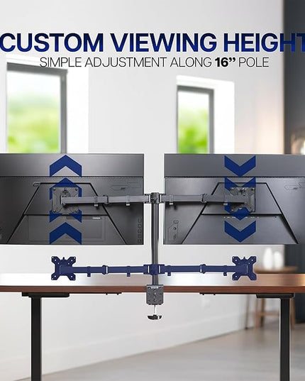 VIVO Dual Monitor Desk Mount, Heavy Duty Fully Adjustable Stand, Fits 2 LCD LED Screens up to 32 inches and 22 lbs Each, Black, STAND-V032