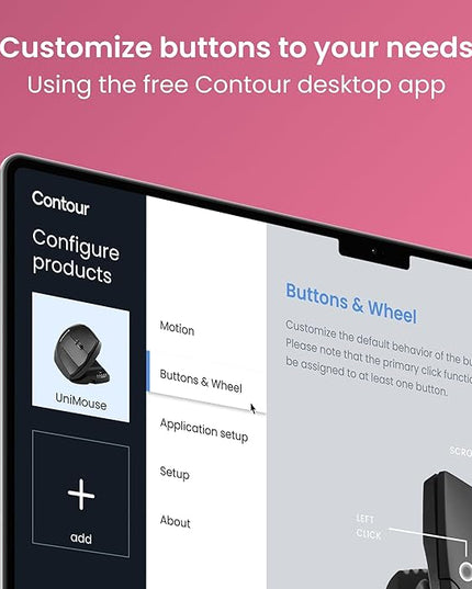Contour Unimouse Ergonomic Vertical Mouse Adjustable 35°-70° Tilt Angle, 6 Programmable Buttons for Productivity, Customizable Thumb Rest for Wrist Pain Relief | Plug & Play Mac/PC - Wired - Right